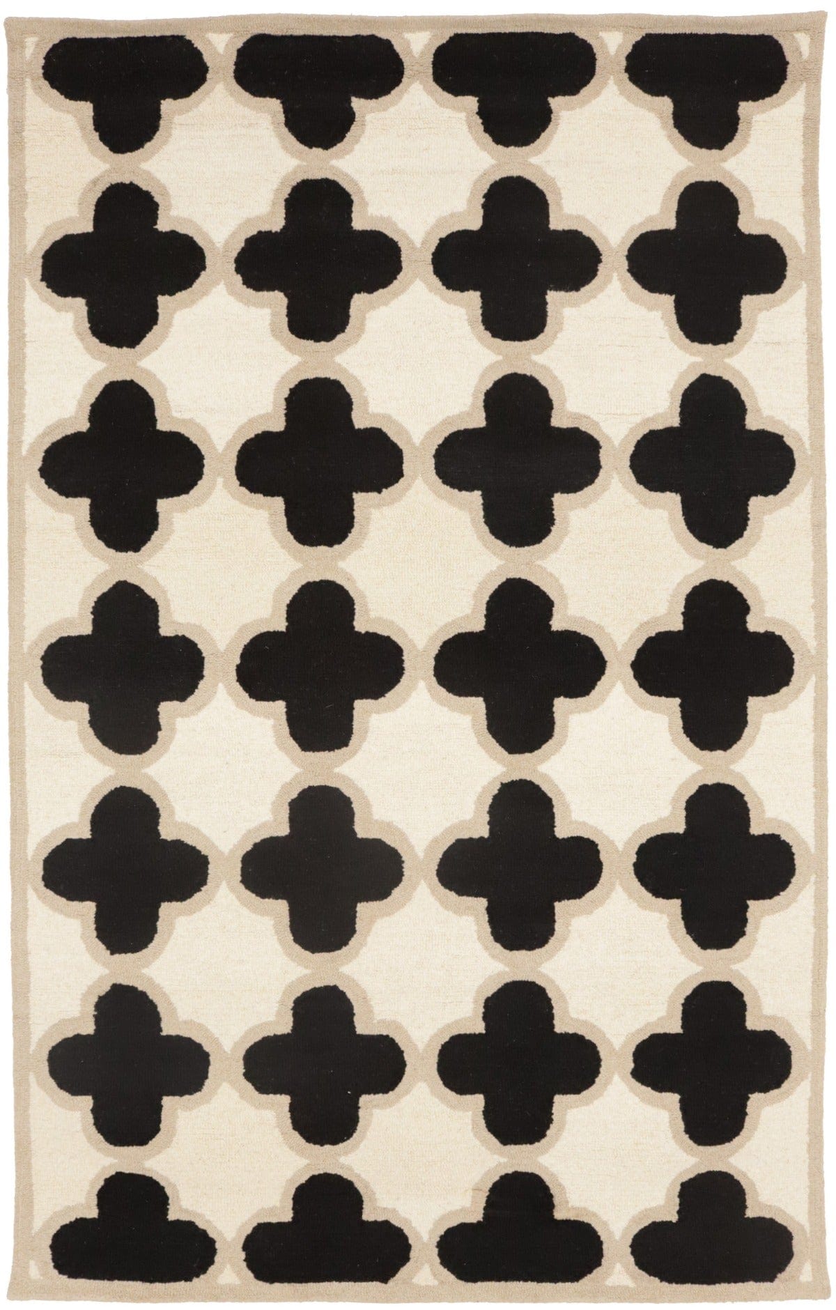 Black & Cream Trellis 5X8 Hand-Tufted Modern Rug