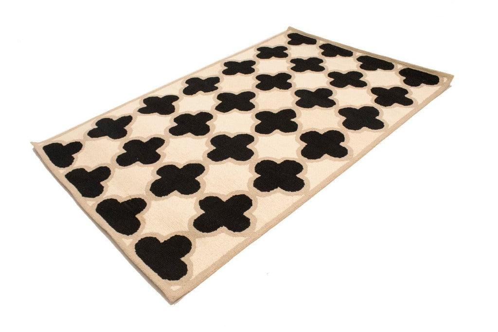 Black & Cream Trellis 5X8 Hand-Tufted Modern Rug