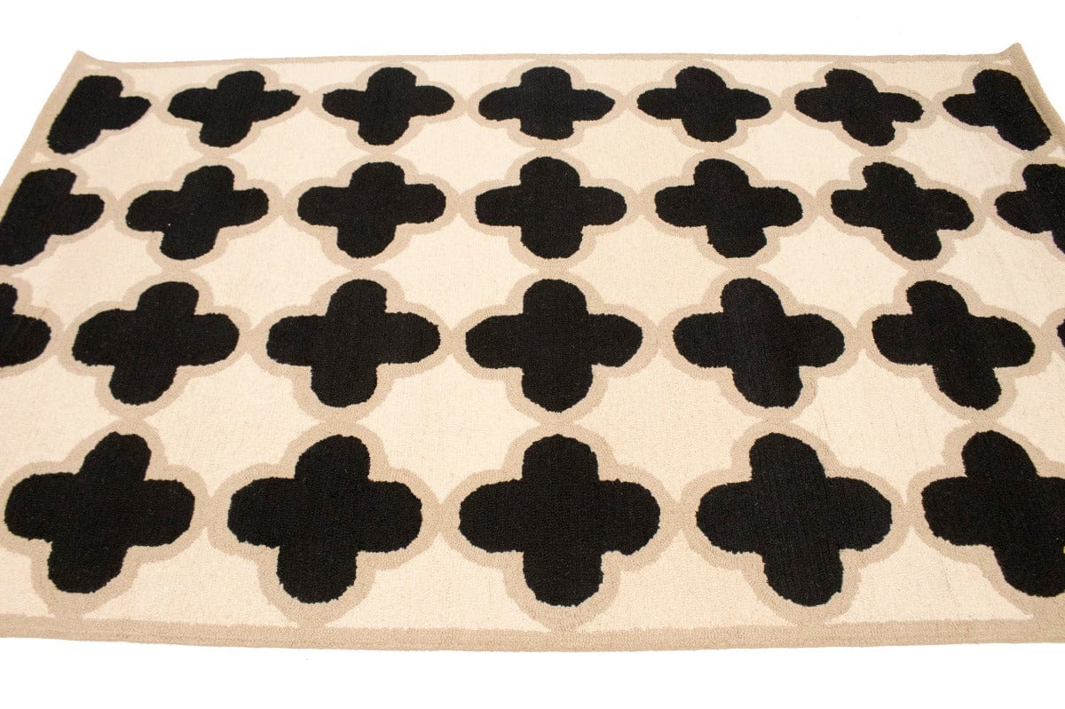 Black & Cream Trellis 5X8 Hand-Tufted Modern Rug