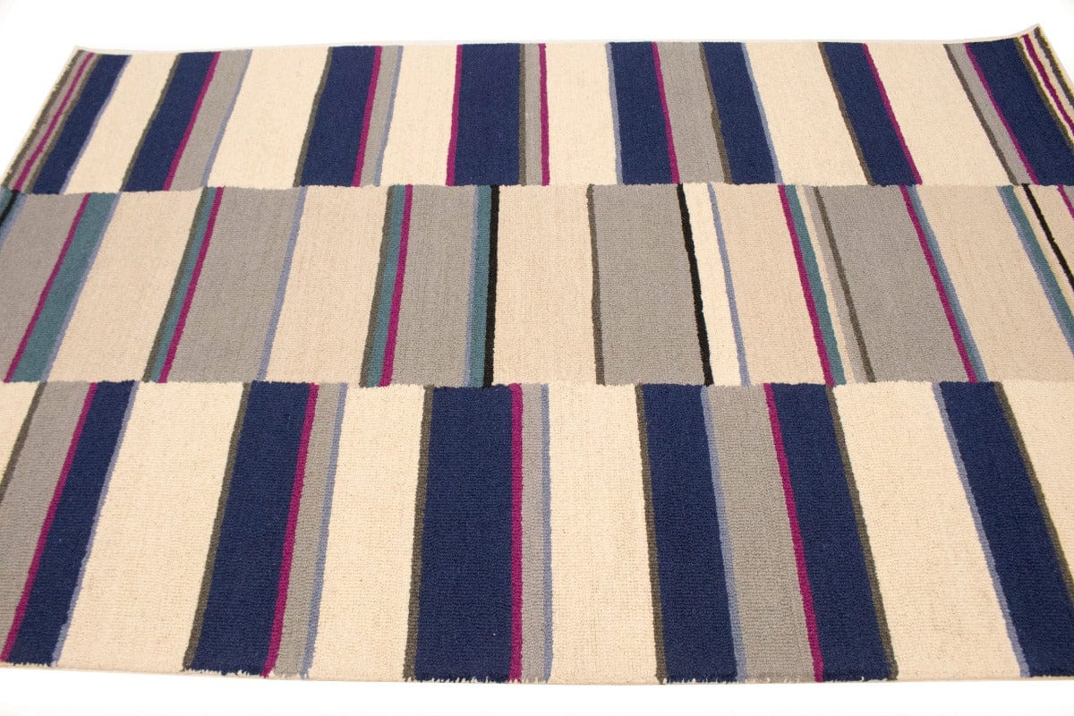 Multicolored Stripes 5X8 Hand-Tufted Modern Rug