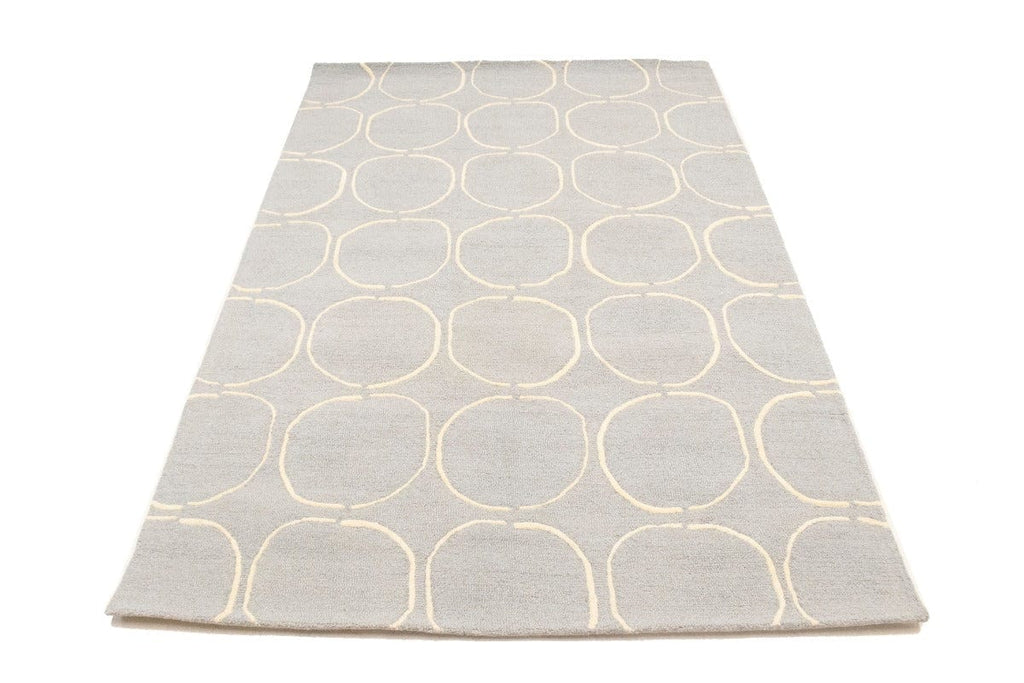 Light Gray Abstract 5X8 Hand-Tufted Modern Rug