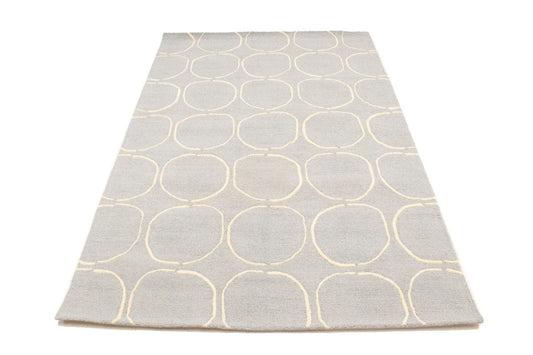 Light Gray Abstract 5X8 Hand-Tufted Modern Rug