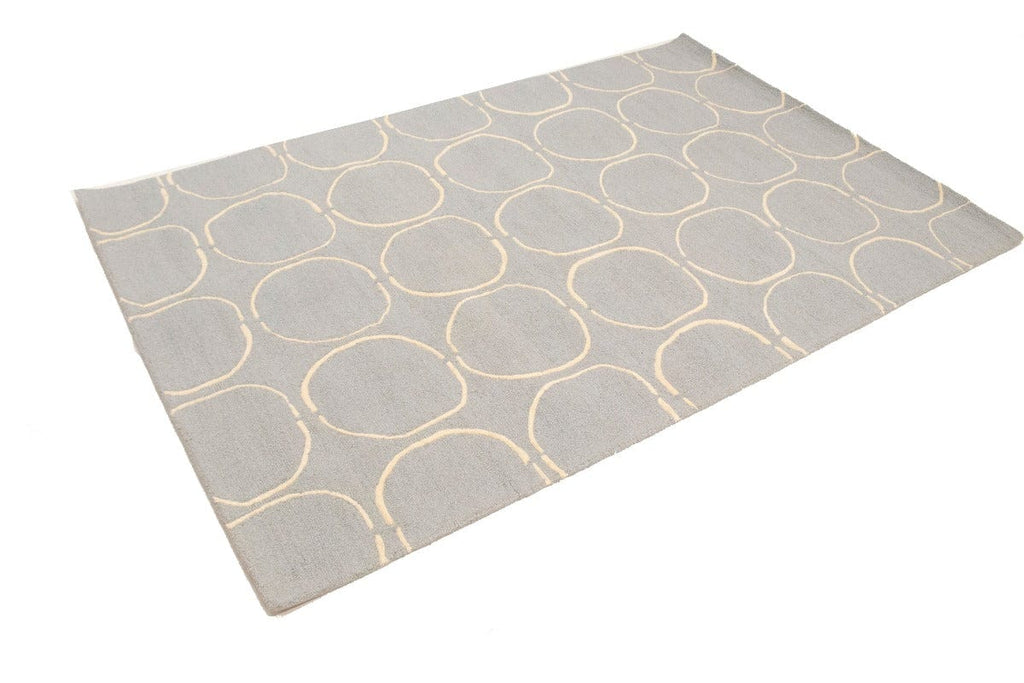 Light Gray Abstract 5X8 Hand-Tufted Modern Rug