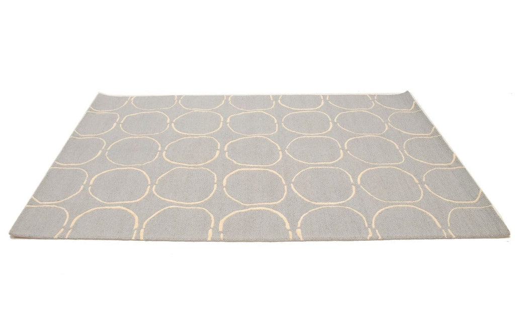 Light Gray Abstract 5X8 Hand-Tufted Modern Rug