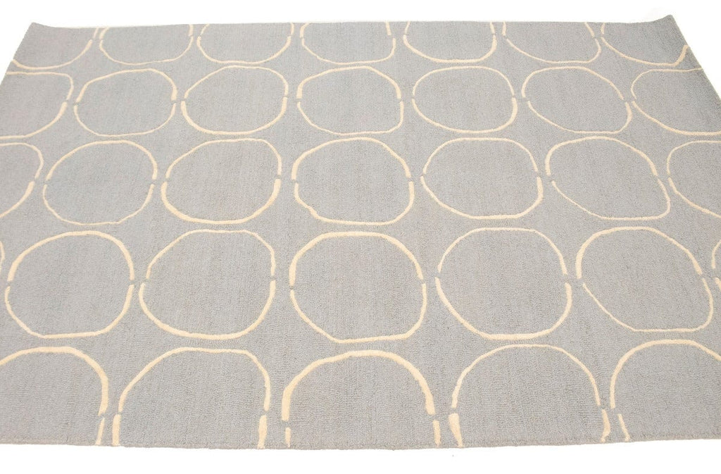 Light Gray Abstract 5X8 Hand-Tufted Modern Rug