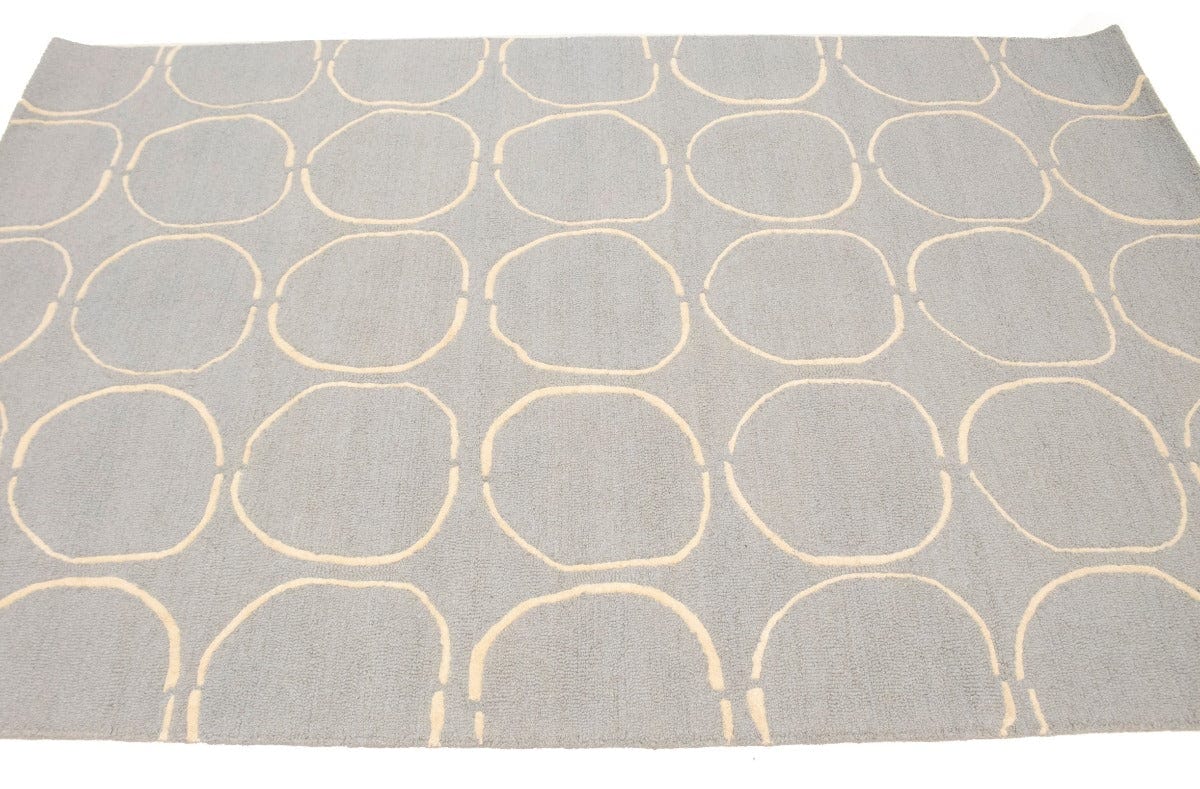 Light Gray Abstract 5X8 Hand-Tufted Modern Rug