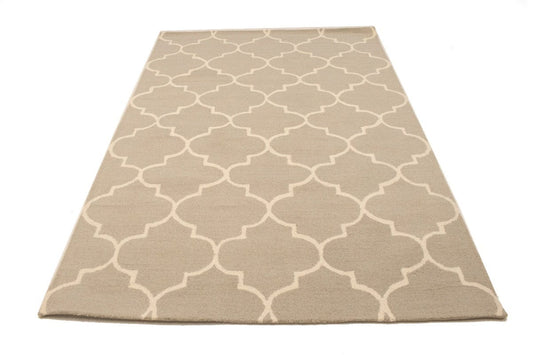 Cream & Beige Trellis 5X8 Hand-Tufted Modern Rug