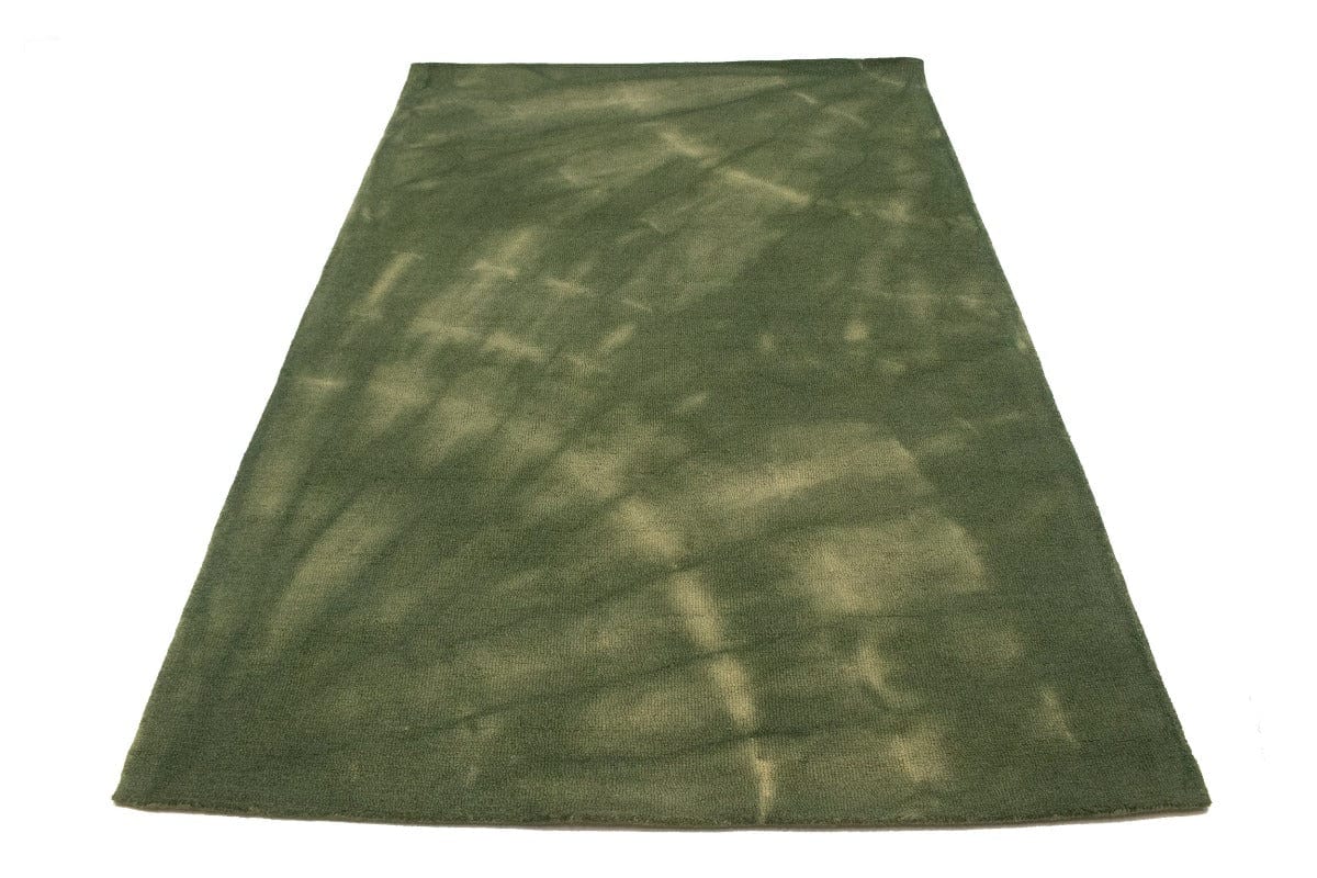 Olive Green Tie-Dye 5X8 Hand-Tufted Modern Rug