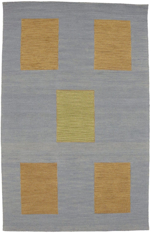 Gray Geometric 5X8 Hand-Tufted Modern Rug