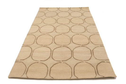 Cream & Brown Abstract 5X8 Hand-Tufted Modern Rug