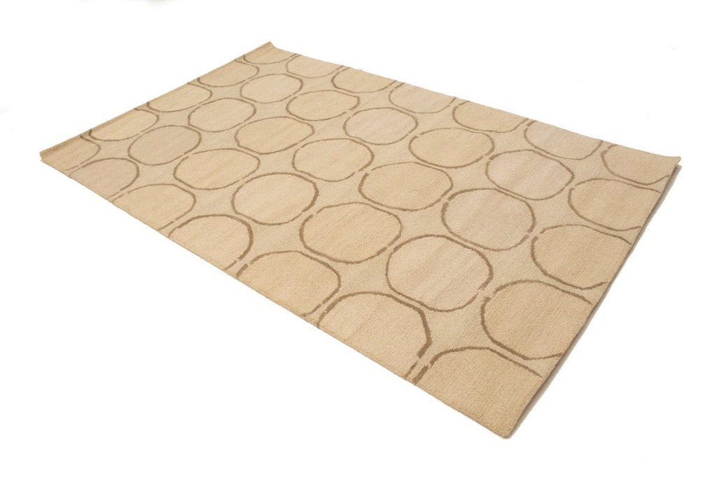 Cream & Brown Abstract 5X8 Hand-Tufted Modern Rug