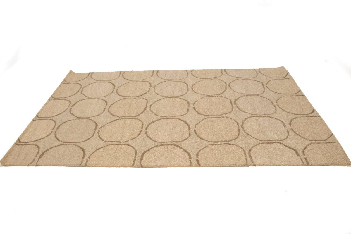 Cream & Brown Abstract 5X8 Hand-Tufted Modern Rug