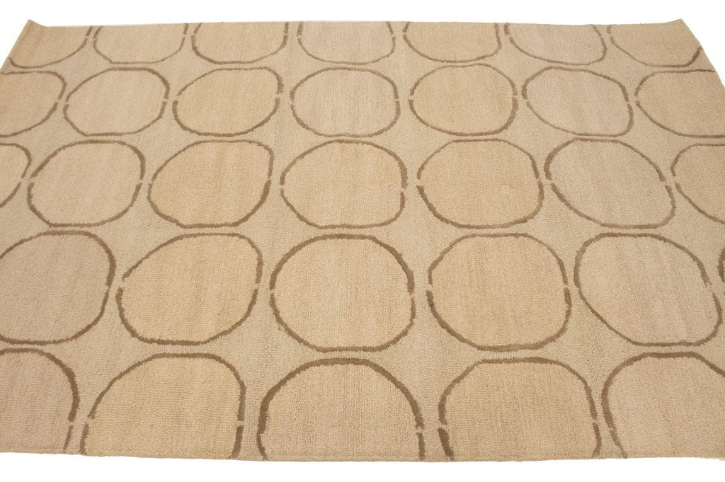 Cream & Brown Abstract 5X8 Hand-Tufted Modern Rug