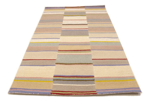 Multicolored Stripes 5X8 Hand-Tufted Modern Rug