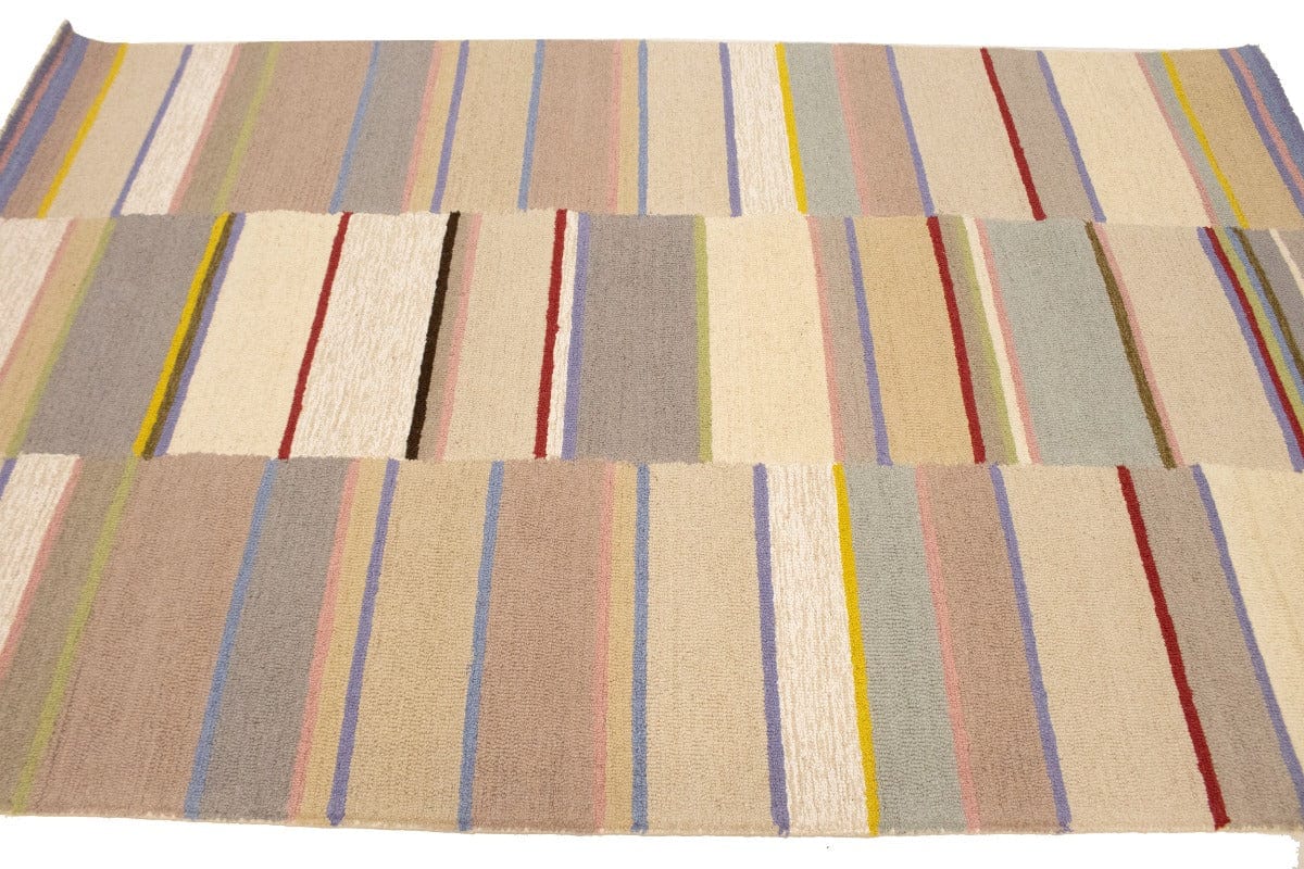 Multicolored Stripes 5X8 Hand-Tufted Modern Rug