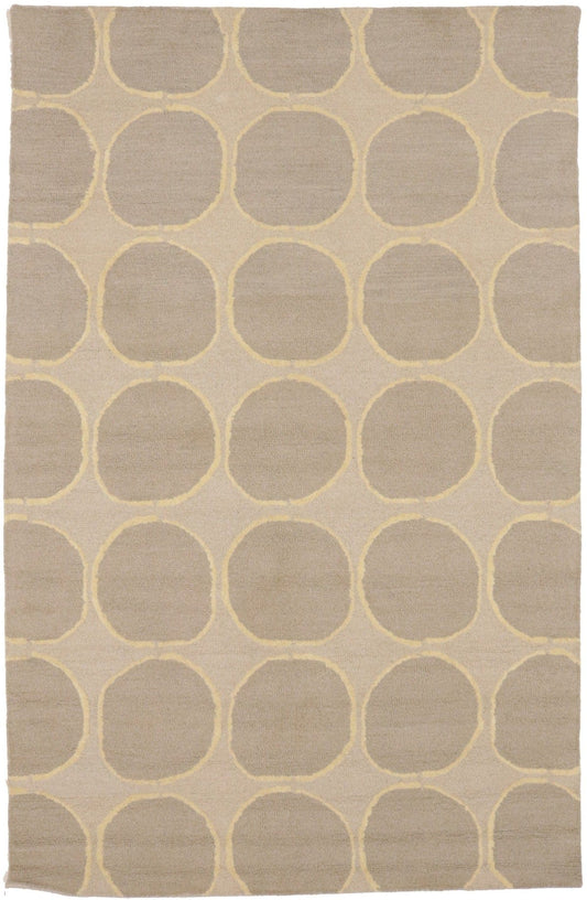 Beige Abstract 5X8 Hand-Tufted Modern Rug