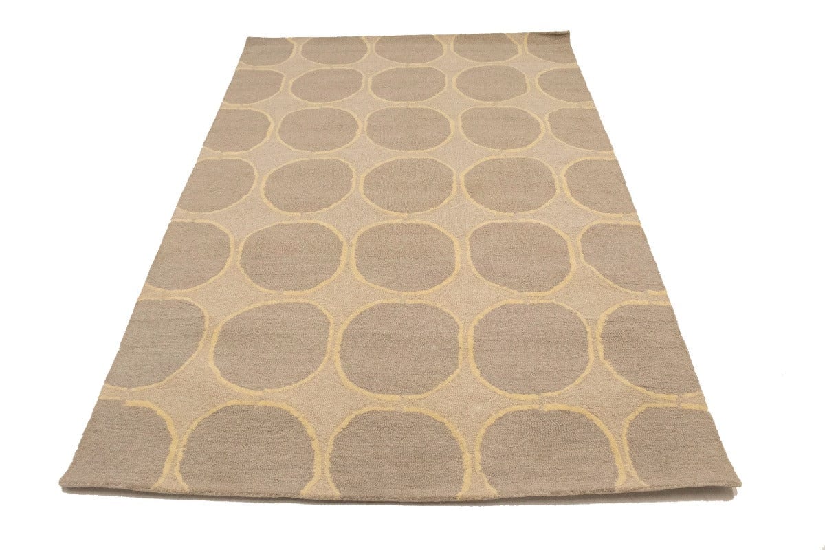 Beige Abstract 5X8 Hand-Tufted Modern Rug