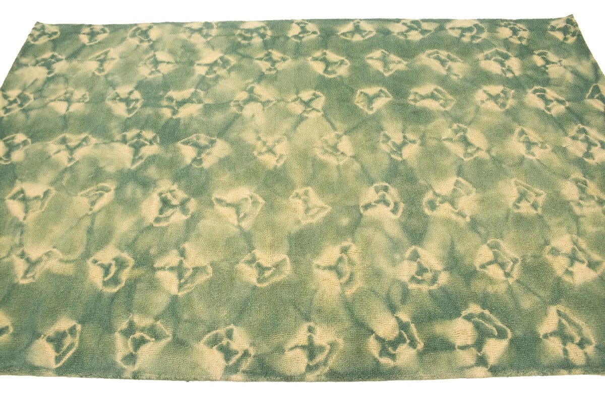 Green Tie-Dye 5X8 Hand-Tufted Modern Rug