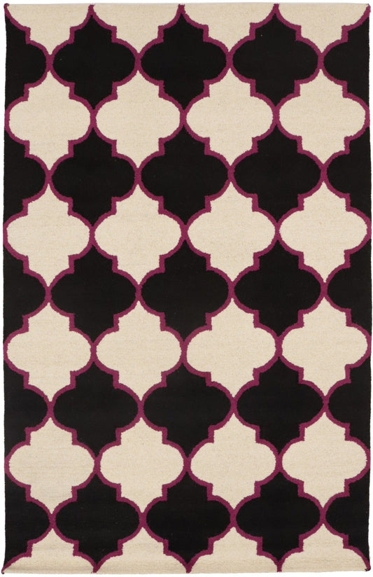 Fuchsia & Black Trellis 5X8 Hand-Tufted Modern Rug