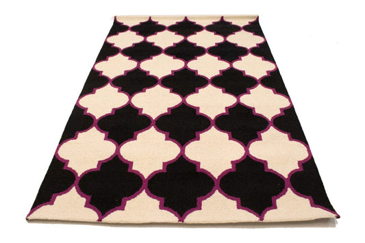 Fuchsia & Black Trellis 5X8 Hand-Tufted Modern Rug