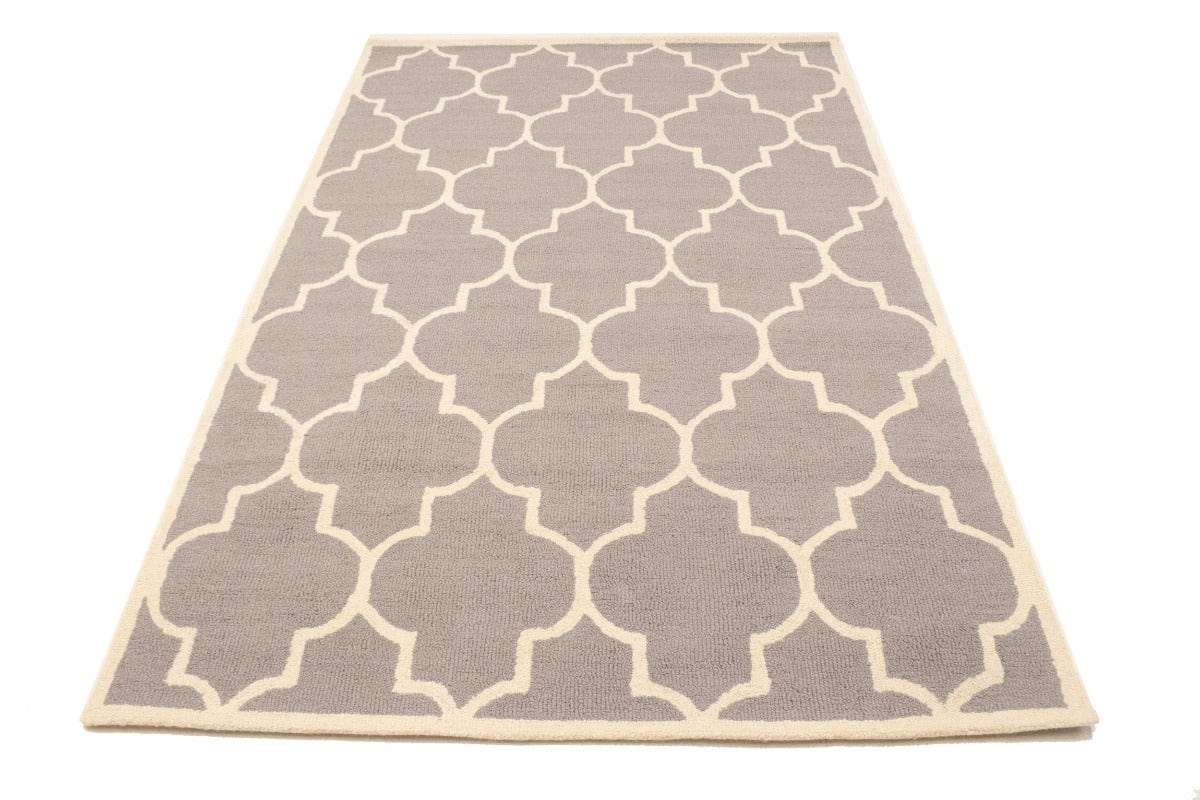 Taupe & Cream Trellis 5X8 Hand-Tufted Modern Rug