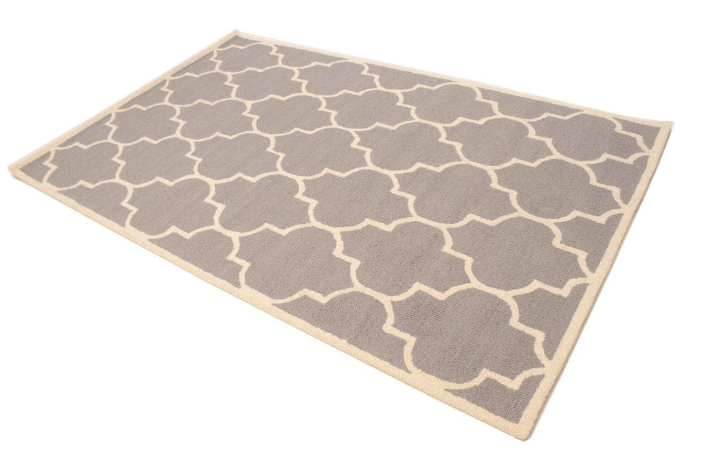 Taupe & Cream Trellis 5X8 Hand-Tufted Modern Rug