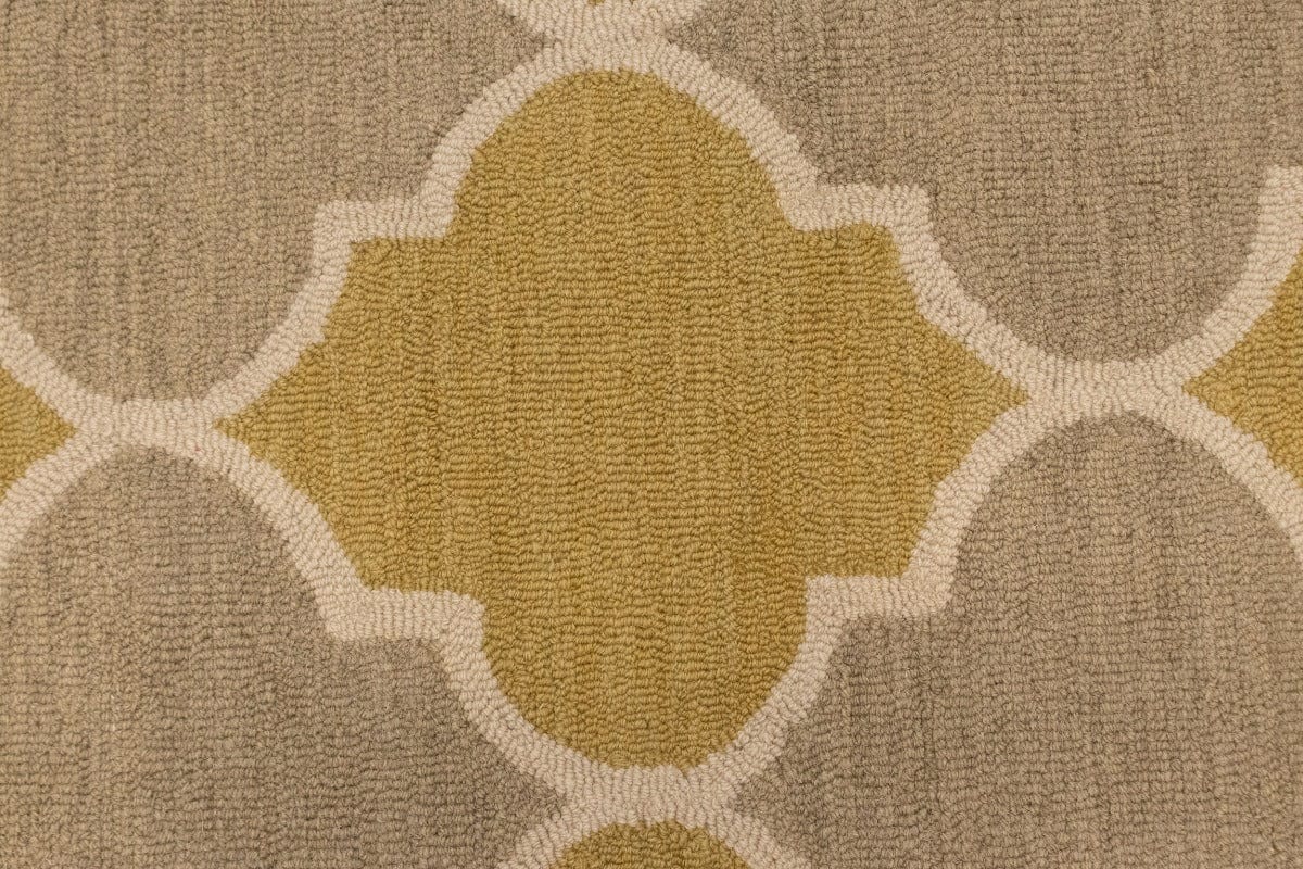 Beige & Gold Trellis 5X8 Hand-Tufted Modern Rug