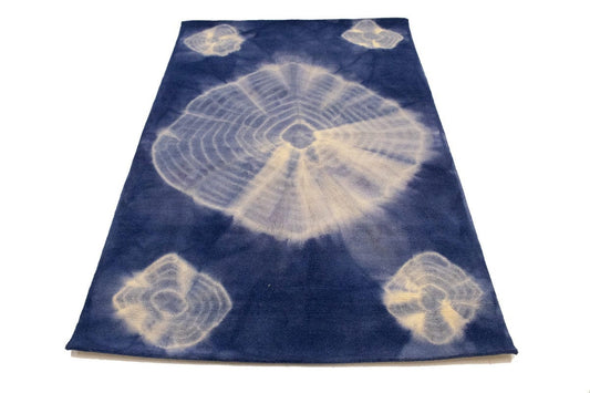 Purple-navy Tie-Dye 5X8 Hand-Tufted Modern Rug