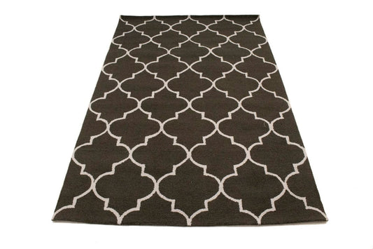 Dark Brown Trellis 5X8 Hand-Tufted Modern Rug