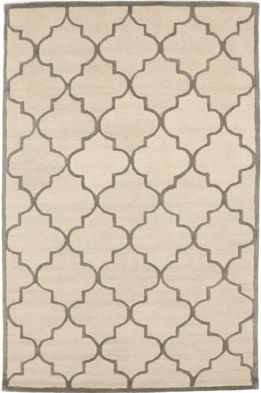 Cream & Brown Trellis 5X8 Hand-Tufted Modern Rug