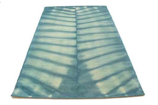 Teal Tie-Dye 5X8 Hand-Tufted Modern Rug