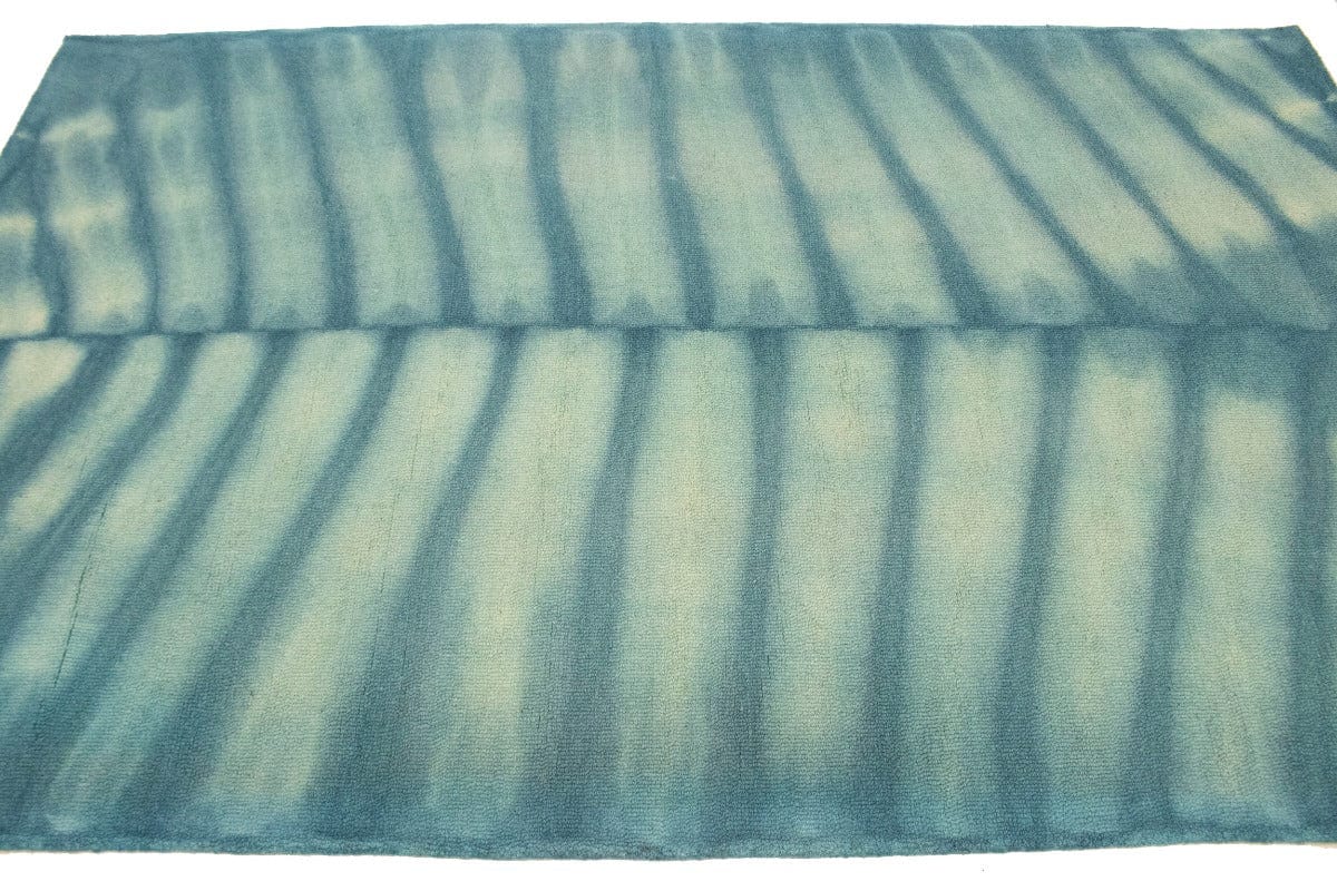 Teal Tie-Dye 5X8 Hand-Tufted Modern Rug