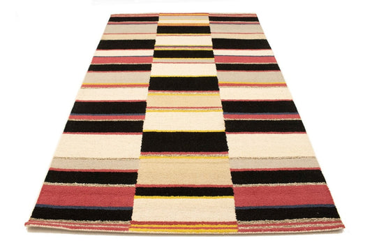 Multicolored Stripes 5X8 Hand-Tufted Modern Rug