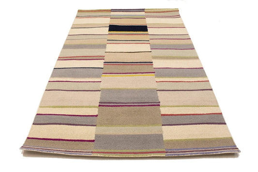 Multicolored Stripes 5X8 Hand-Tufted Modern Rug