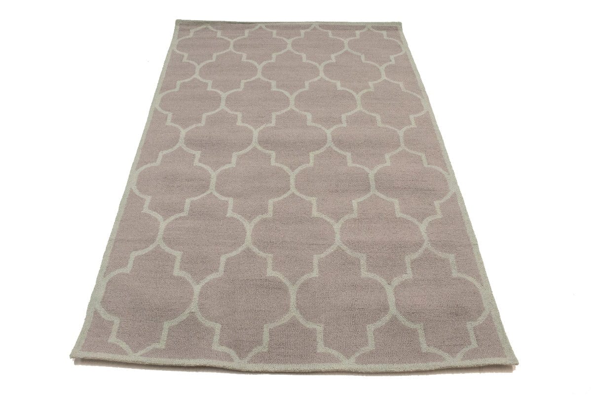 Tan & Light Green Trellis 5X8 Hand-Tufted Modern Rug