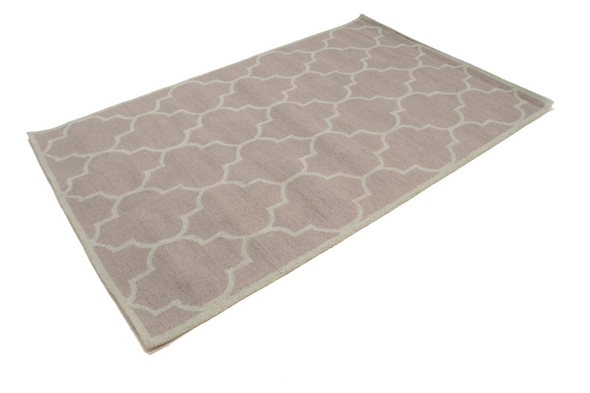 Tan & Light Green Trellis 5X8 Hand-Tufted Modern Rug