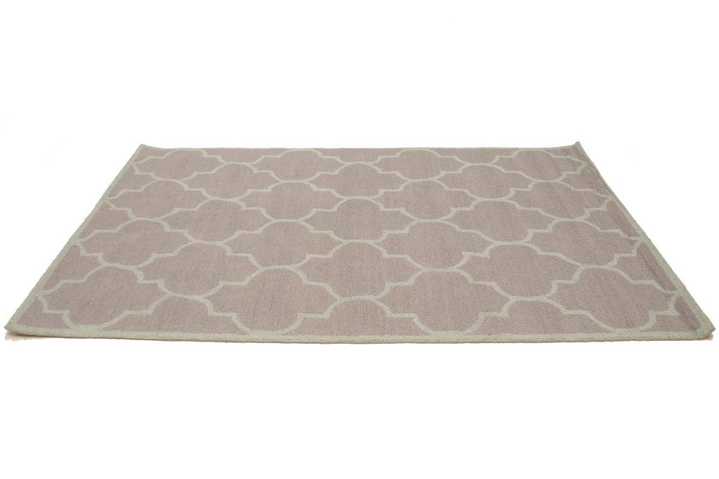 Tan & Light Green Trellis 5X8 Hand-Tufted Modern Rug