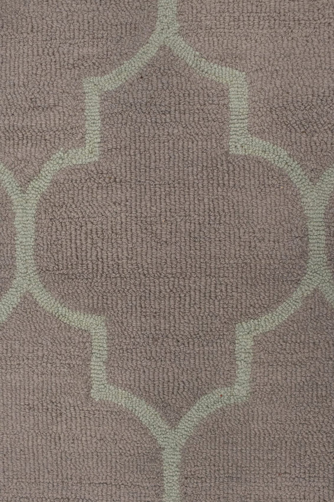 Tan & Light Green Trellis 5X8 Hand-Tufted Modern Rug