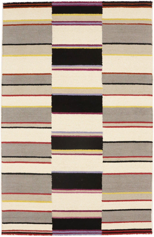 Multicolored Stripes 5X8 Hand-Tufted Modern Rug