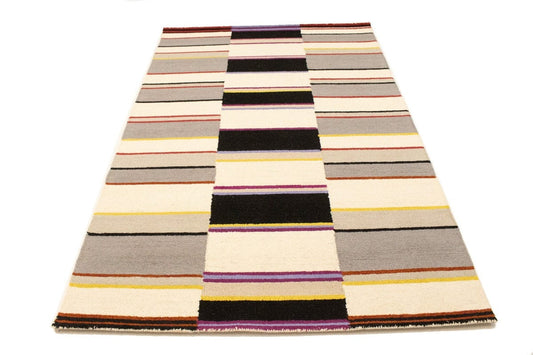 Multicolored Stripes 5X8 Hand-Tufted Modern Rug