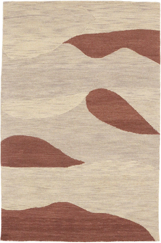 Beige & Brown Abstract 5X8 Hand-Tufted Modern Rug