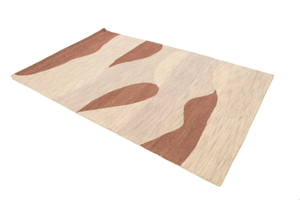 Beige & Brown Abstract 5X8 Hand-Tufted Modern Rug