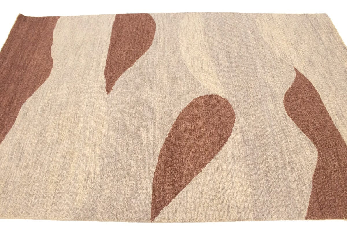 Beige & Brown Abstract 5X8 Hand-Tufted Modern Rug