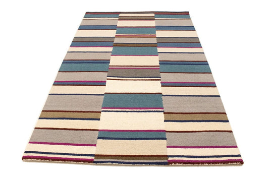 Multicolored Stripes 5X8 Hand-Tufted Modern Rug