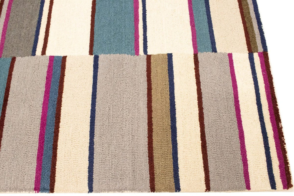 Multicolored Stripes 5X8 Hand-Tufted Modern Rug