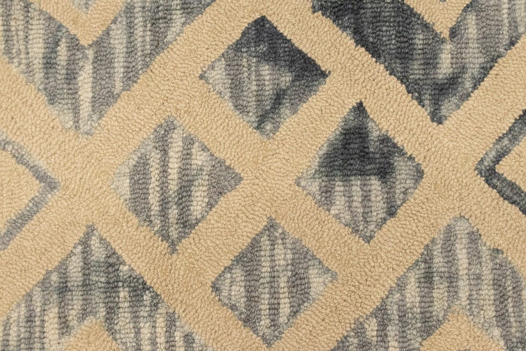 Cream & Gray Geometric 5X8 Hand-Tufted Modern Rug