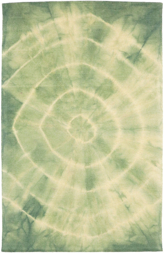 Green Tie-Dye 5X8 Hand-Tufted Modern Rug