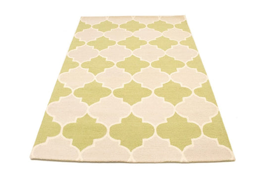 Lime Green Trellis 5X8 Hand-Tufted Modern Rug