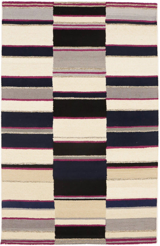 Multicolored Stripes 5X8 Hand-Tufted Modern Rug