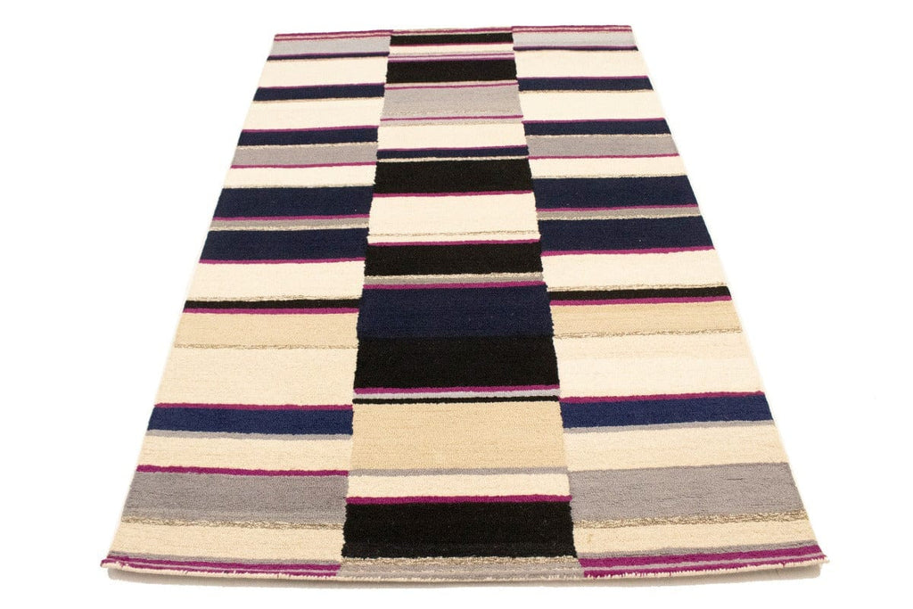 Multicolored Stripes 5X8 Hand-Tufted Modern Rug